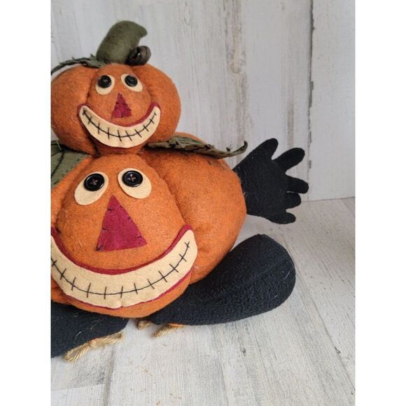 felt large pumpkin jack o'lantern man home decor Halloween fall Harvest - Picture 3 of 9